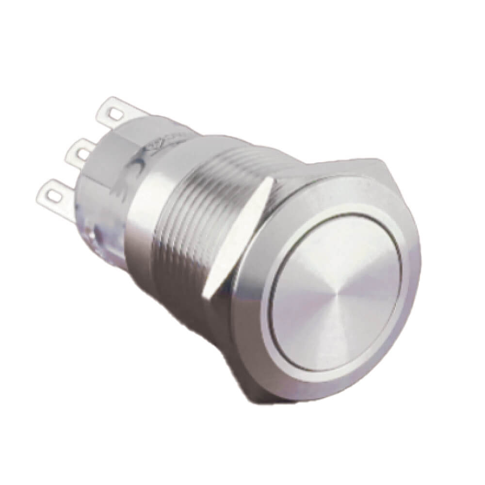 Bouton électrique poussoir résistant antivandale inox 19mm
