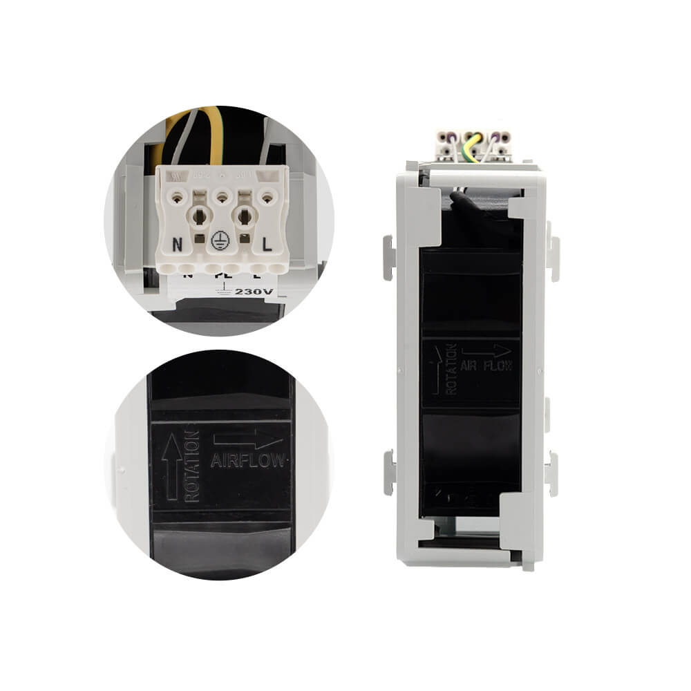 Détail ventilateur à filtre et grille coffret électrique