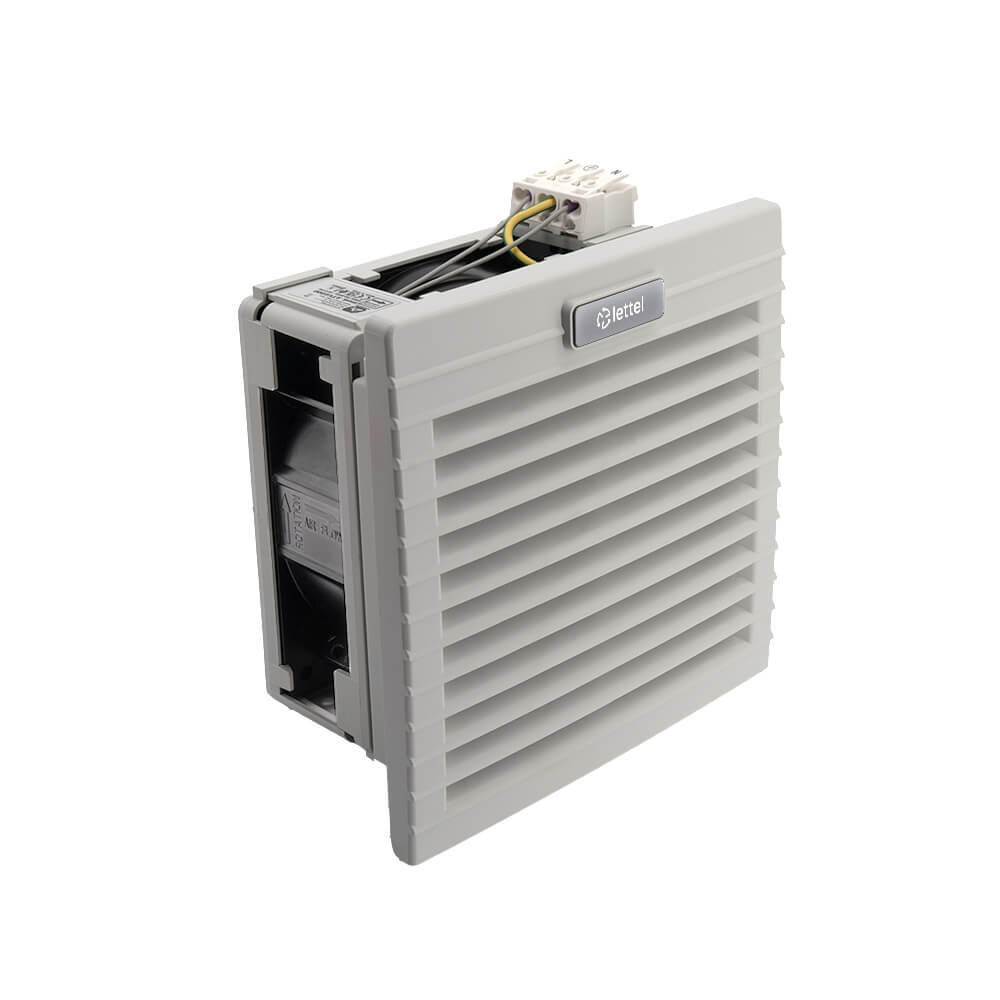 Ventilateur, grille et filtre pour coffret électrique